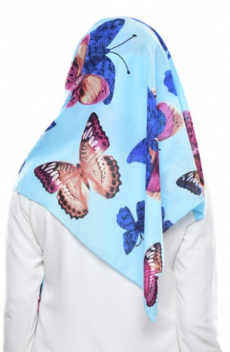 Schmetterling gemusterten Chiffon Schal 60062-15 Blau 15