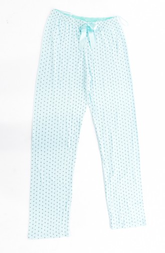Patterned Pajama Bottom 0435-1-02 Mint Green 0435-1-02