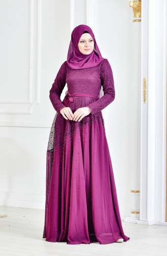 Lila Hijab-Abendkleider 3292-04