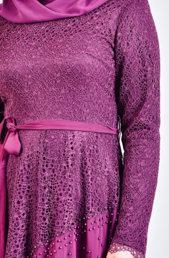 Purple Hijab Evening Dress 3292-04