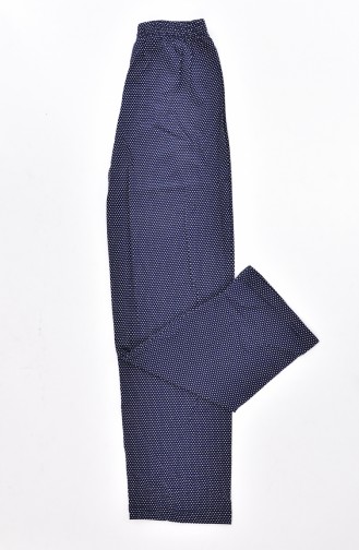 Patterned Pajamas Suit 2822-01-01 Navy Blue 2822-01-01