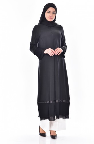 Patchwork Reißverschluss Abaya 49503-01 Schwarz 49503-01