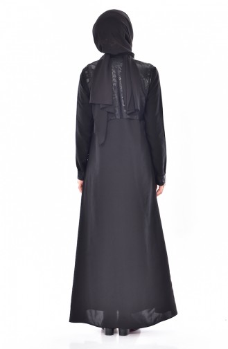 Abaya a Feremture 1027-01 Noir 1027-01