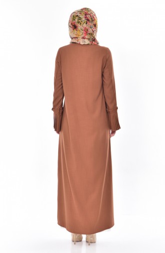 Sleeve Pleated Zippered Abaya 49502-01 Taba 49502-01