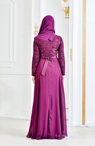 Embroidery Lace Evening Dress 3301-05 Purple 3301-05