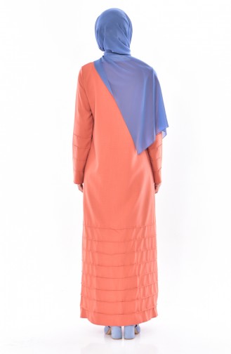 Abaya a Fermeture 49501-04 Orange Pâle 49501-04