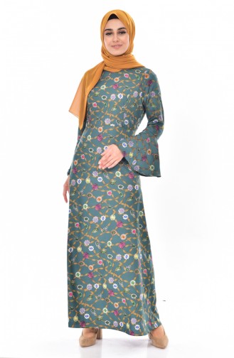 Emerald Green Hijab Dress 3007-01