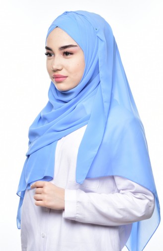 Boneli Cross Crepe Chiffon Shawl -11 Bebe Blue 11