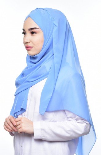 Boneli Cross Crepe Chiffon Shawl -11 Bebe Blue 11