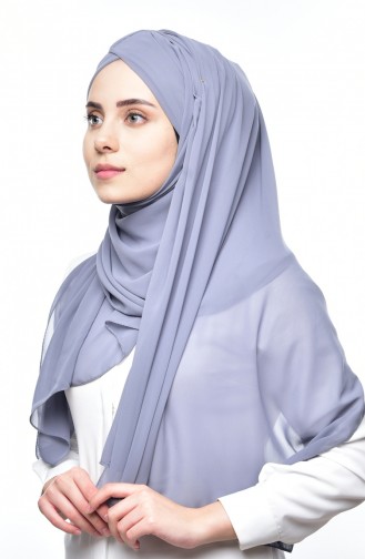 Boneli Cross Crepe Chiffon Shawl -24 Gray 24