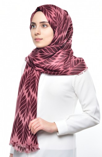 Blätter Gemusterter Schal 901281-14 Rosa 14