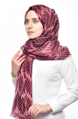 Blätter Gemusterter Schal 901281-14 Rosa 14
