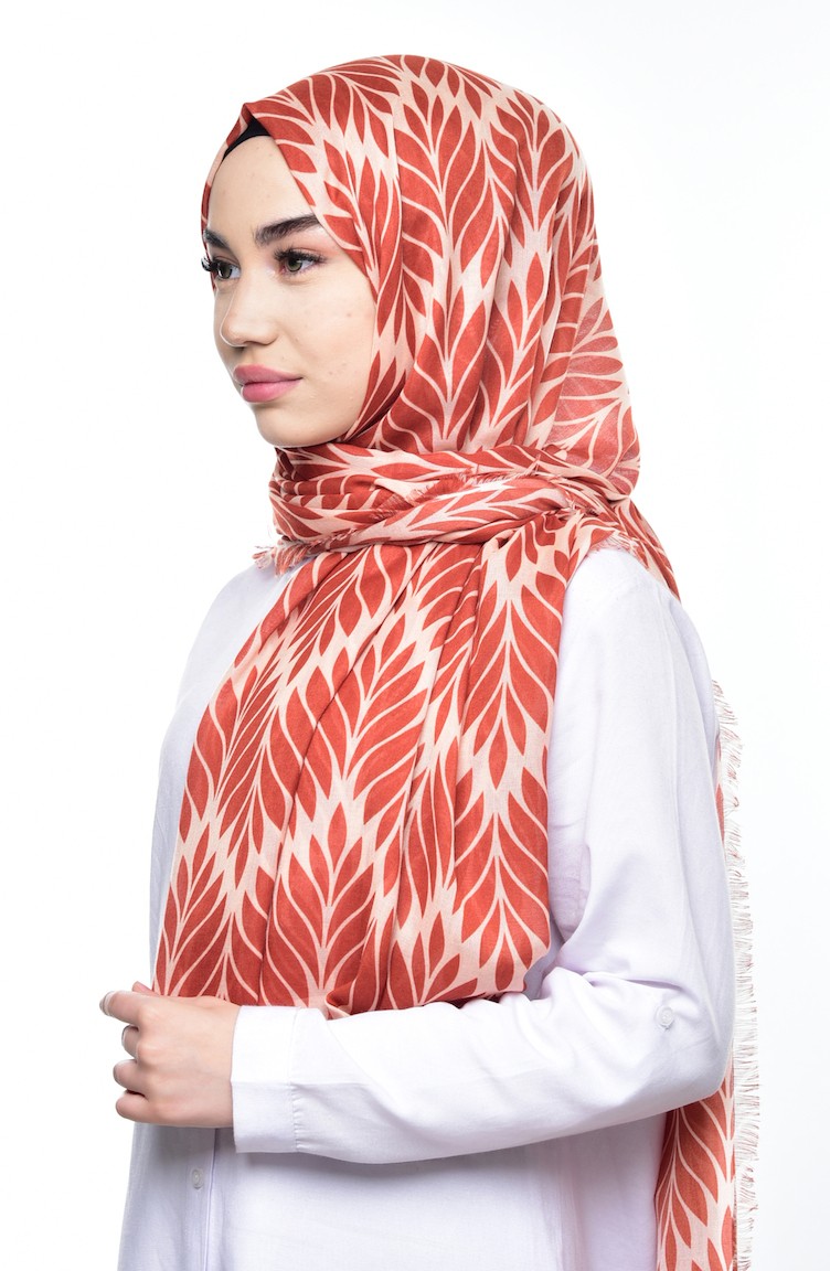 Pembe-renkil-yaprak-desenli-şal-modeli Pembe-renkil-yaprak-desenli-şal-modeli