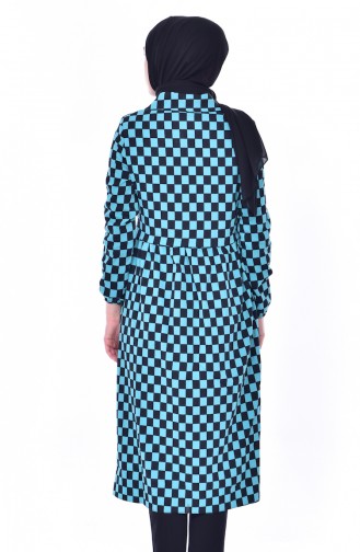 Checkered Long Cap 0130-04 Black Turquoise 0130-04