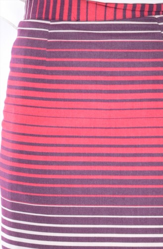 Striped Pencil Skirt 3094-02 Plum Beige 3094-02