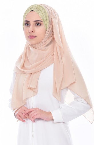 Silvery Cross Shawl 0019-02 Beige 0019-02