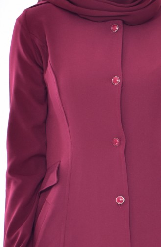 Buttoned Overcoat 6112-06 Claret Red 6112-06