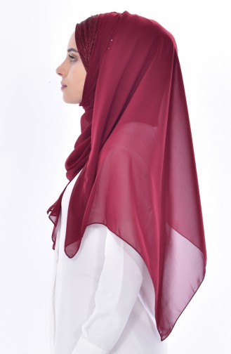 Silvery Cross Shawl 0019-03 Claret Red 0019-03