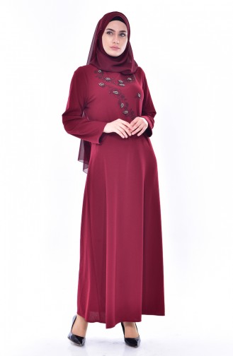 EFE Beading Embroidered Dress 0174-06 Claret Red 0174-06