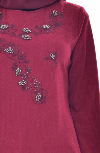 EFE Beading Embroidered Dress 0174-06 Claret Red 0174-06