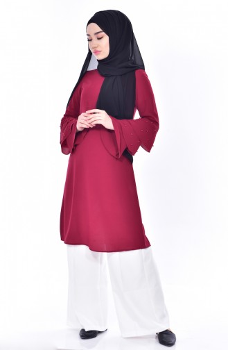 Volanlı Tunik 4828-08 Bordo