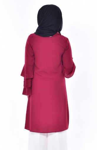 Volanlı Tunik 4828-08 Bordo