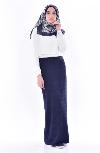 Lacy Pencil Skirt 3098-01 Navy Blue 3098-01