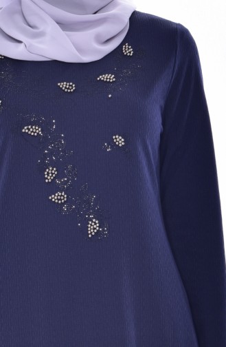 EFE Beading Embroidered Dress 0174-01 Navy Blue 0174-01