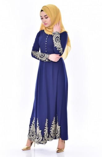 Kleid mit Spitzen 4462-02 Dunkelblau 4462-02