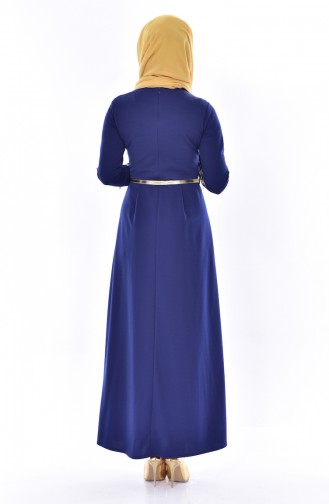 Navy Blue Hijab Dress 4462-02