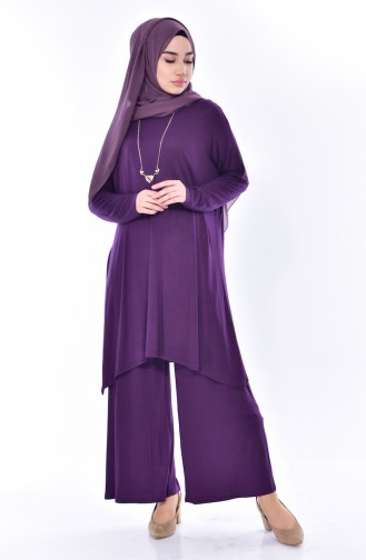 Necklace Tunic Trousers Double Suit 7514-02 Purple 7514-02