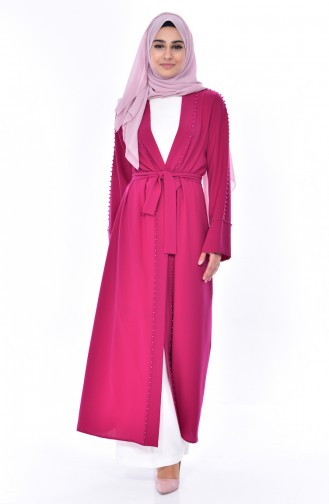 RITA Pearls Belted Abaya 50338-02 Plum 50338-02