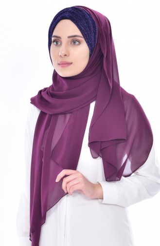 Silvery Cross Shawl 0019-06 Plum 0019-06