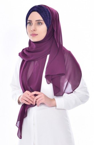 Silvery Cross Shawl 0019-06 Plum 0019-06