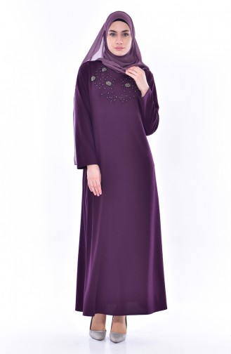 EFE Pearl Embroidered Dress 0176-04 Plum 0176-04