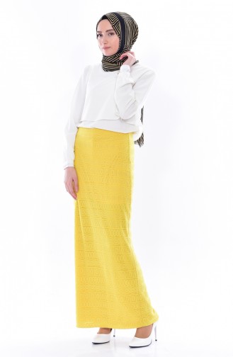 Lacy Pencil Skirt 3098-04 Yellow 3098-04