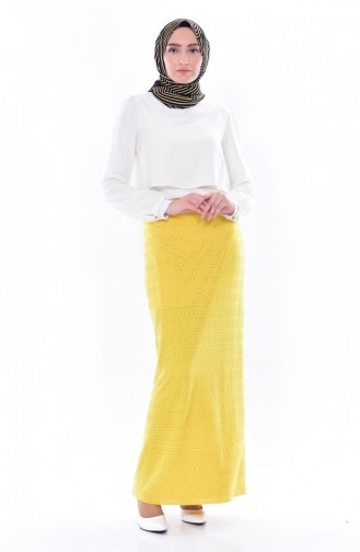 Lacy Pencil Skirt 3098-04 Yellow 3098-04