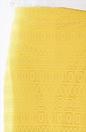 Jupe Crayon a Dentelle 3098-04 Jaune 3098-04