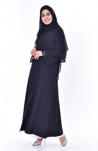 Abaya mit Laserschnitt 35840-02 Schwarz 35840-02