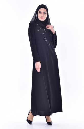 Kleid mit Perlen 0174-04 Schwarz 0174-04