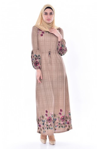 Milk Coffee Hijab Dress 50156-04