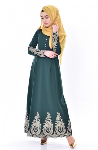 Smaragdgrün Hijab Kleider 4462-04