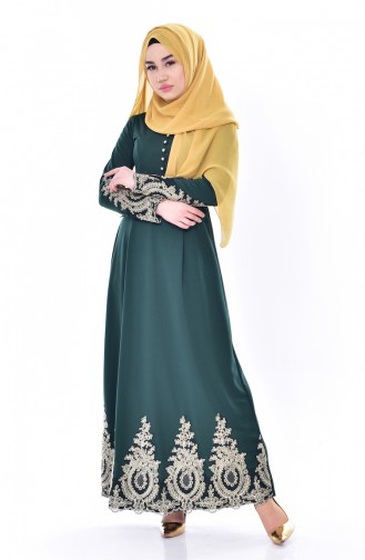 Smaragdgrün Hijab Kleider 4462-04