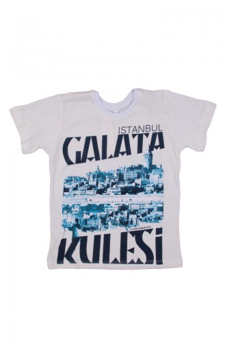 T-shirt a Motifs İstanbul Galata SFM122BYZ Blanc 122BYZ