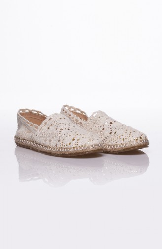 Damen Balerinas Spitzenschuhe BBT-50101 Beige 50101