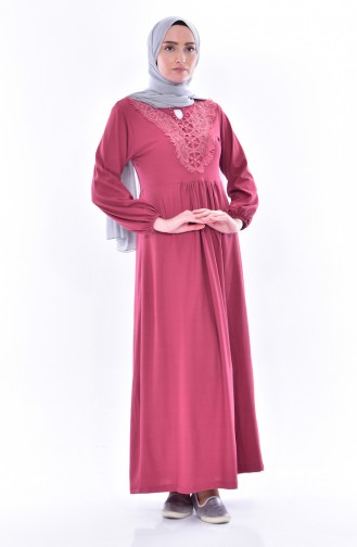 فستان زهري باهت 0255-08
