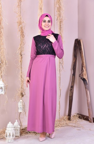 Beige-Rose Hijab Kleider 3839-05