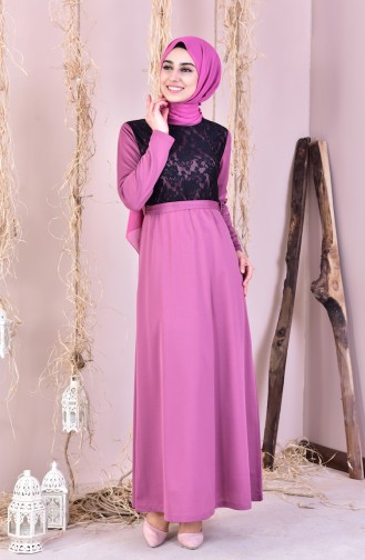 Beige-Rose Hijab Kleider 3839-05