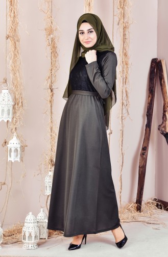 Khaki Hijab Dress 3839-03