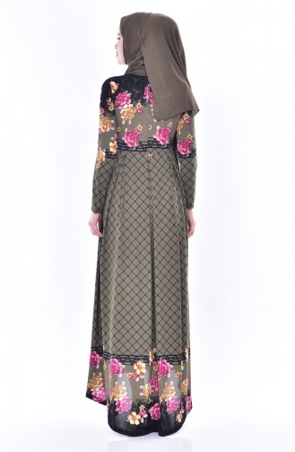 Khaki Hijab Dress 6033-03